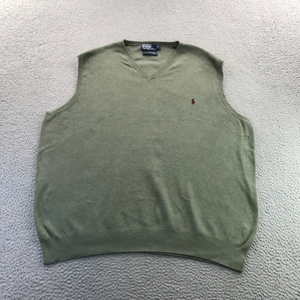 Polo Ralph Lauren Sweater Vest Mens 2XLT Green Pima Cotton Pony Preppy Classic